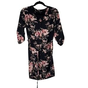 41 Hawthorn Navy Blue Pink Floral Christen‎ Shirt Dress Sz S Womens